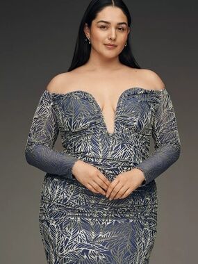 💙 NEW- ELLIATT Orla Off-Shoulder Midi Dress Wedding Guest Cocktail Dress 💙